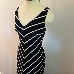 Ralph Lauren Black White Striped Sleeveless Maxi Dress